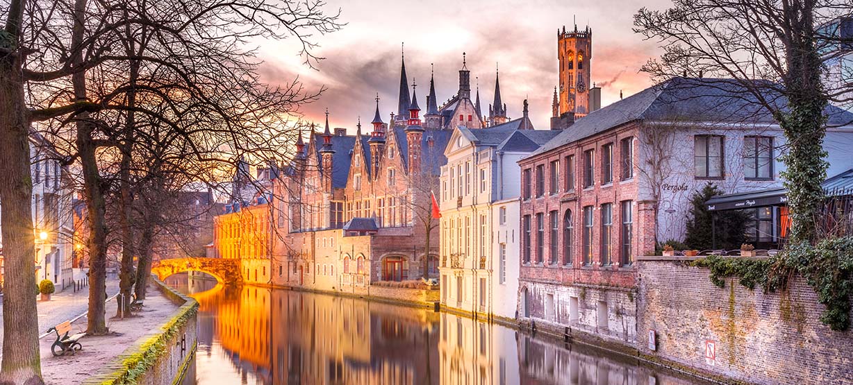 winter sunset bruges