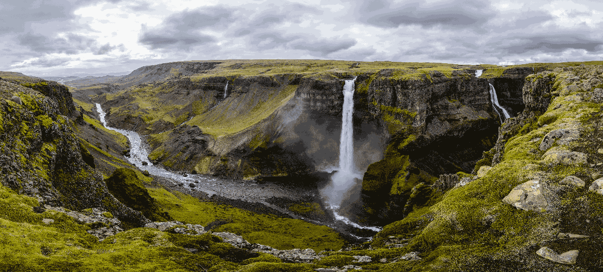 Háifoss Waterfall, located near Hekla volcano